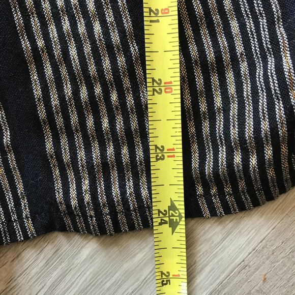 En Creme Blk/Metallic Gold Double V-Neck Flare 3/4 Sleeve Boho Flowy Blouse Lg - Picture 12 of 12